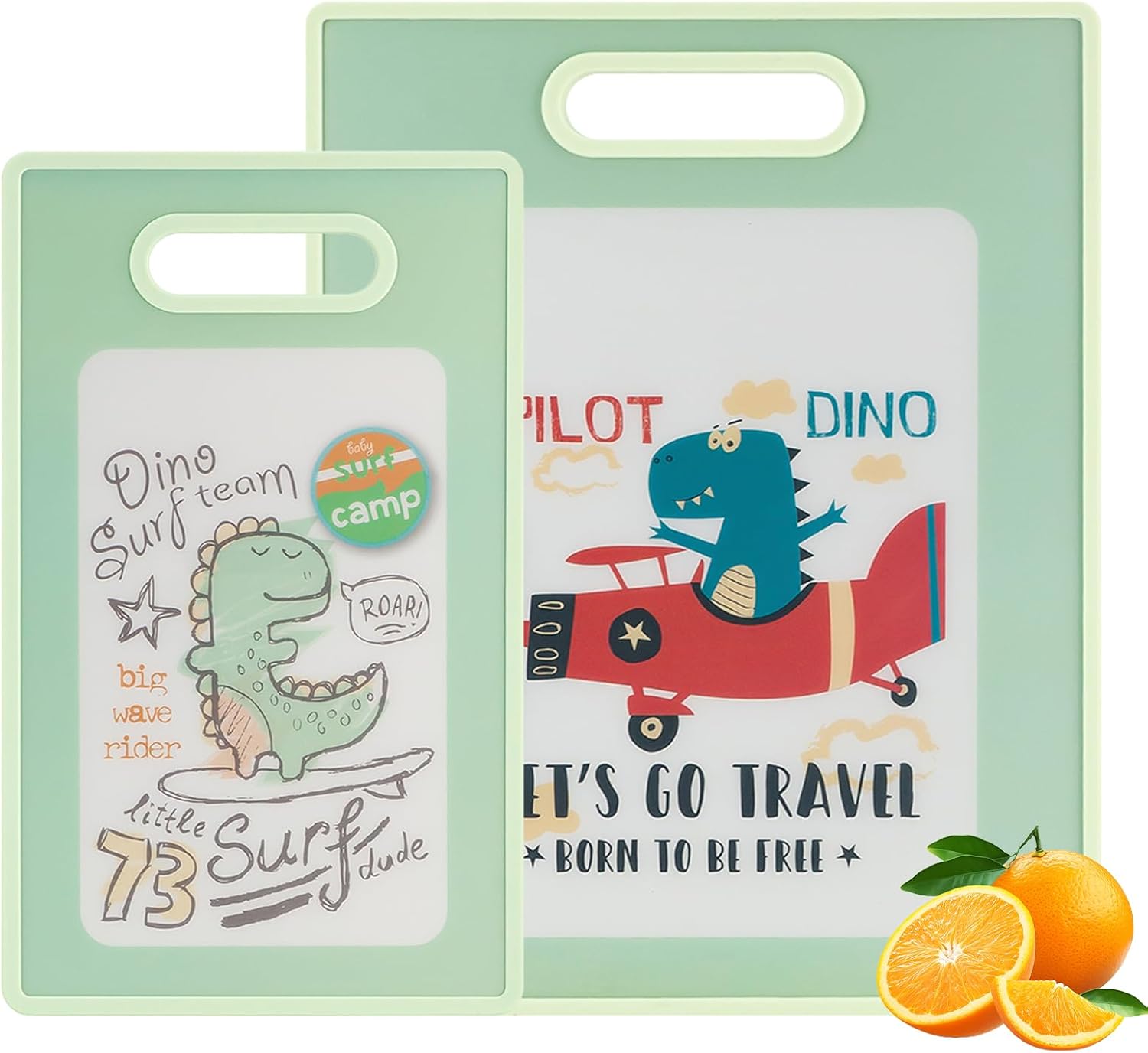 Plastic Cutting Boards for Kitchen,2-Piece Reversible Cute Green Chopping Board Set with Dinosaur Motifs,Heavy-Duty Non-Slip BPA-Free Plastic Made with Handles for Meat, Veggies,Fruits (Green) Plastic Cutting Boards for Kitchen,2-Piece Reversible Cute Green Chopping Board Set with Dinosaur Motifs,Heavy-Duty Non-Slip BPA-Free Plastic Made with Handles for Meat, Veggies,Fruits (Green)