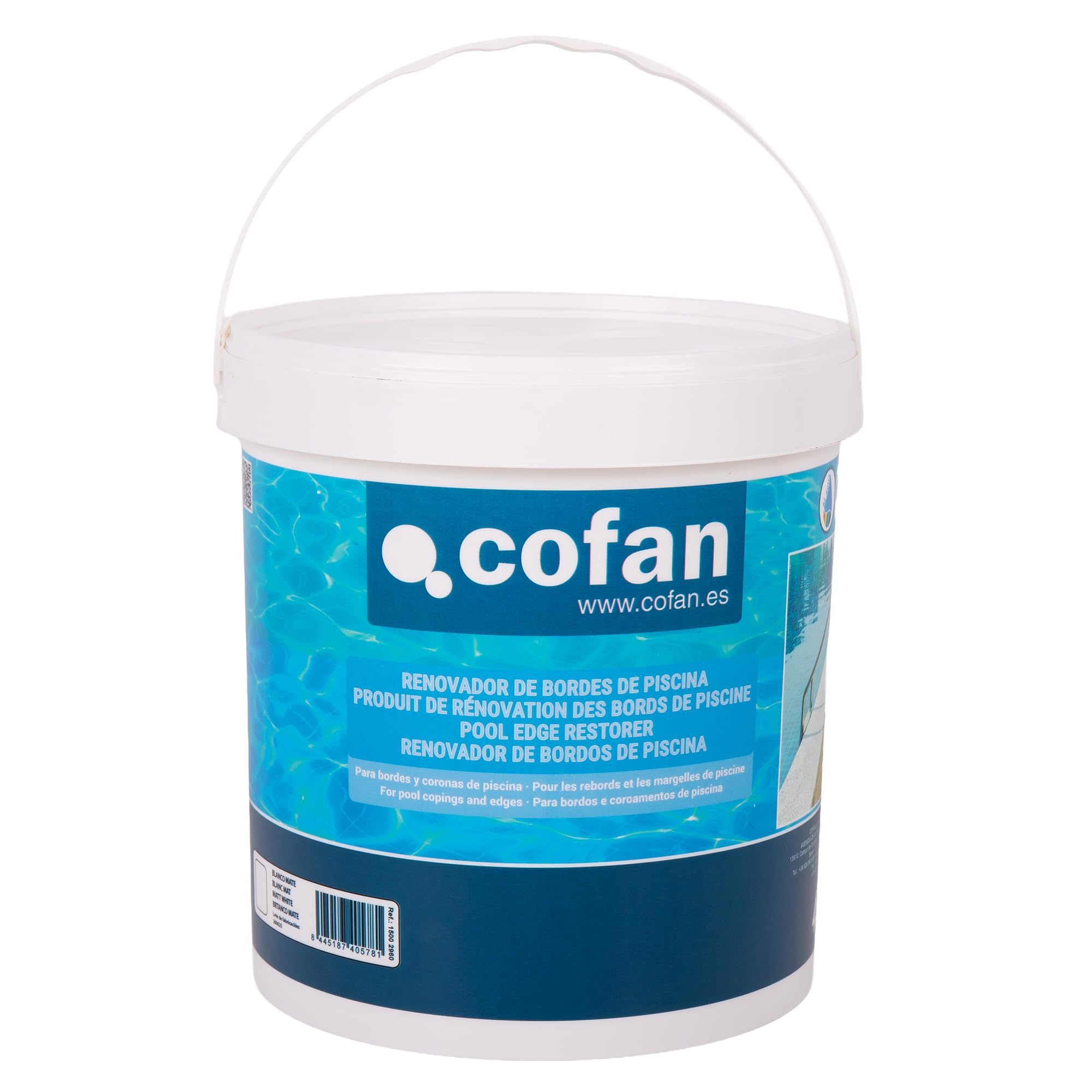 Cofan Pintura Antideslizante Acrílica para Bordes de Piscina Blanco Mate 4 L
