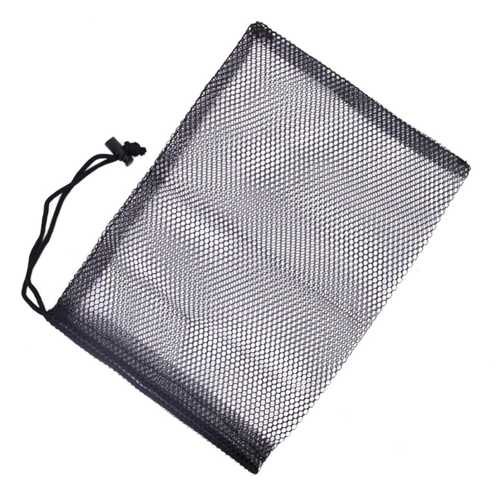 Sac de balle de golf noir en maille nylon solide et légère avec cordon de serrage