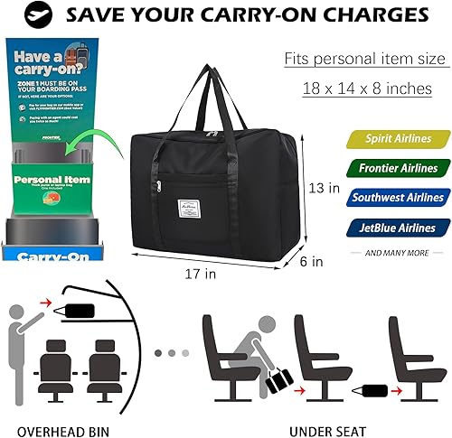 Miniatura 2 de IMCUZUR Bolsa de viaje para Spirit Airlines, bolsa de artículos personales de 18 x 14 x 8 pulgadas, Frontier Airlines bolsa de equipaje de mano,
