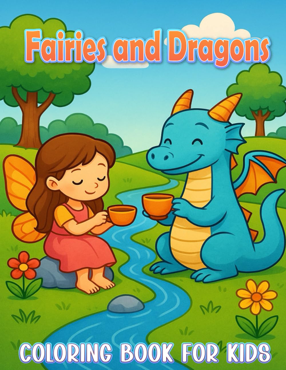 Fairies and Dragons: Coloring Book for Kids