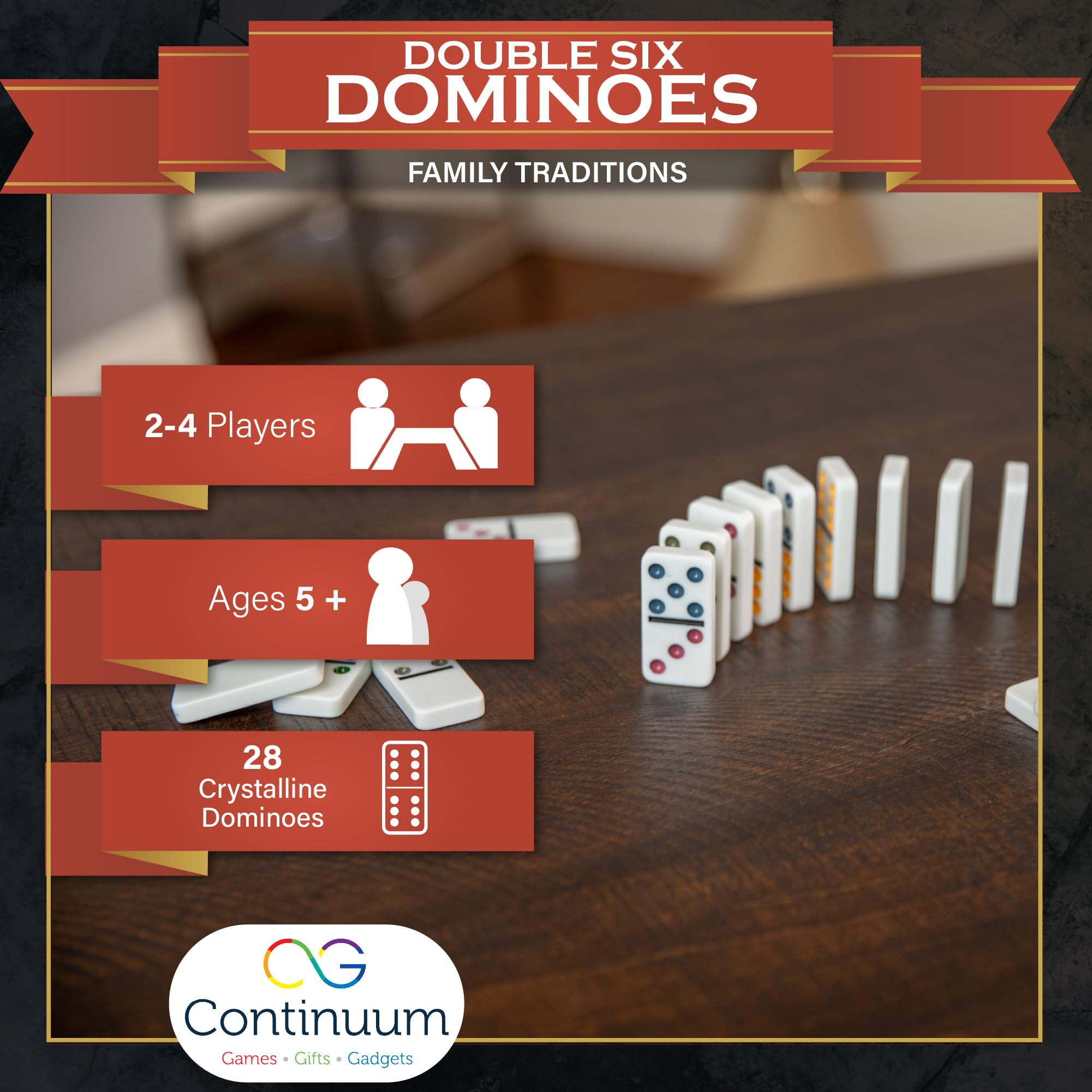 Family Traditions - Juego de dominó (doble 6 unidades) 6