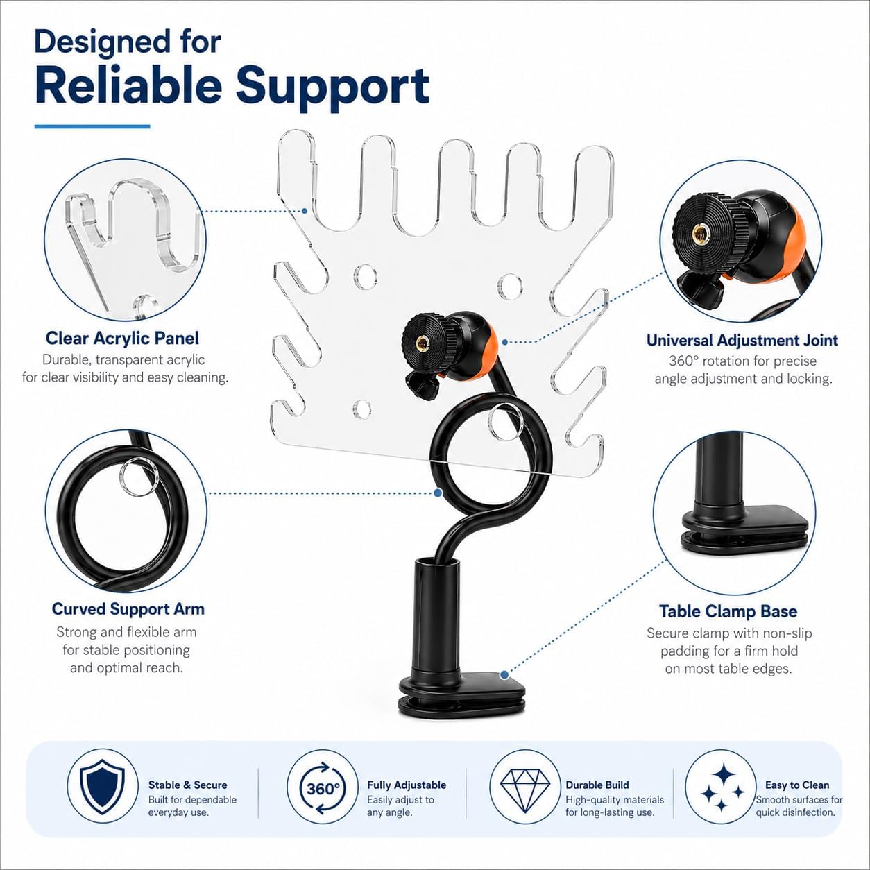 Veterinary Breathing Circuit Holder, Circuit-Specific Bracket Acrylic Support Stand for Anesthesia Machine Tubes, Easy to disassemble，Easy to Secure on Various tabletops