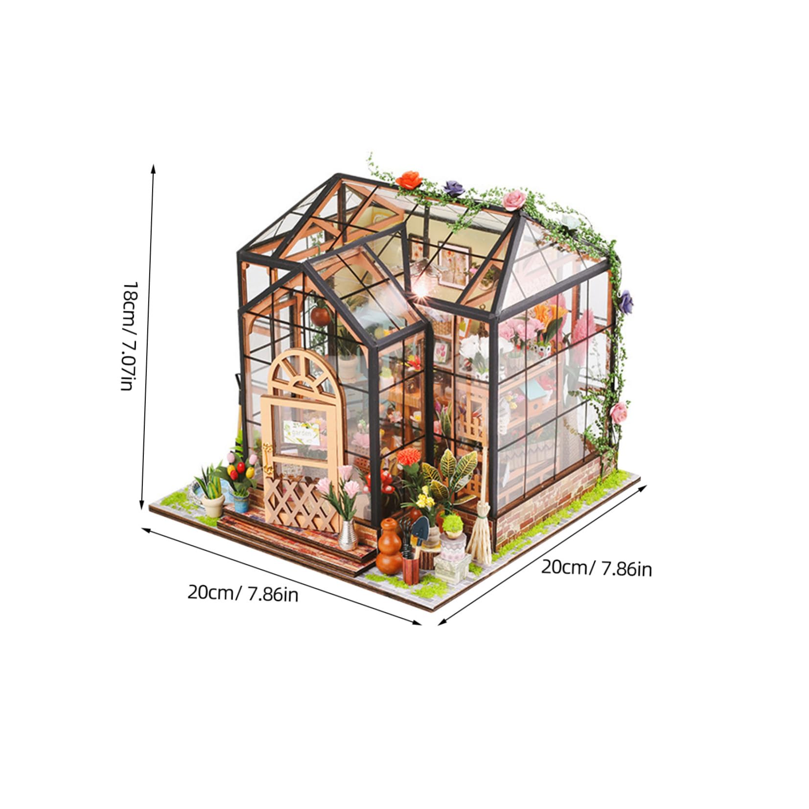 Kit de Casa de Flores en Miniatura 3D DIY Modelo de Construcción de Casa de Muñecas Madera y Acrílico Accesorios Varios Decoración Festiva y Exposición para Niñas y Familia