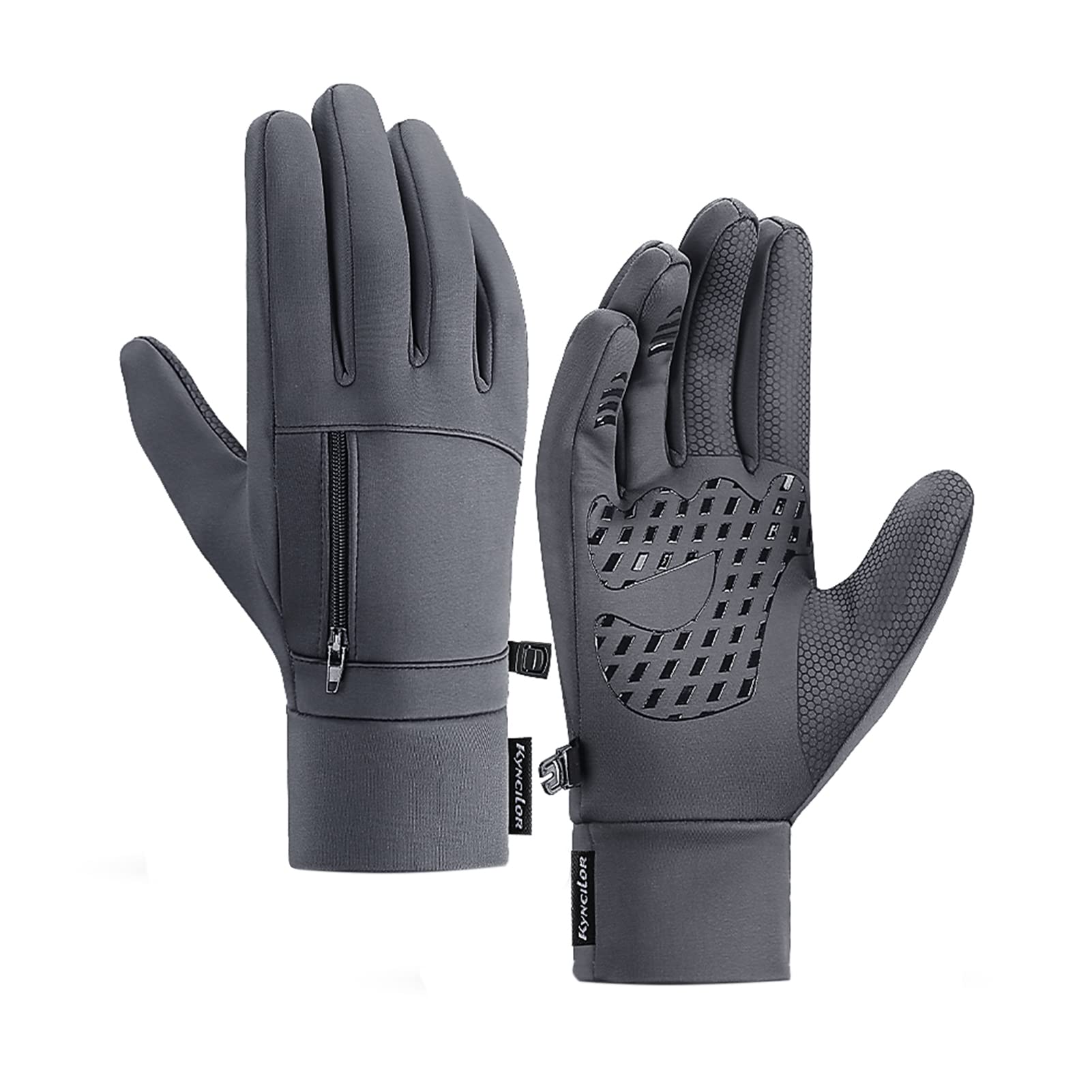 mewmewcat Winter Gloves Men, Men Winter Waterproof Gloves Touchscreen Pocket Anti-Slip Fleece Thermal Sport Gloves