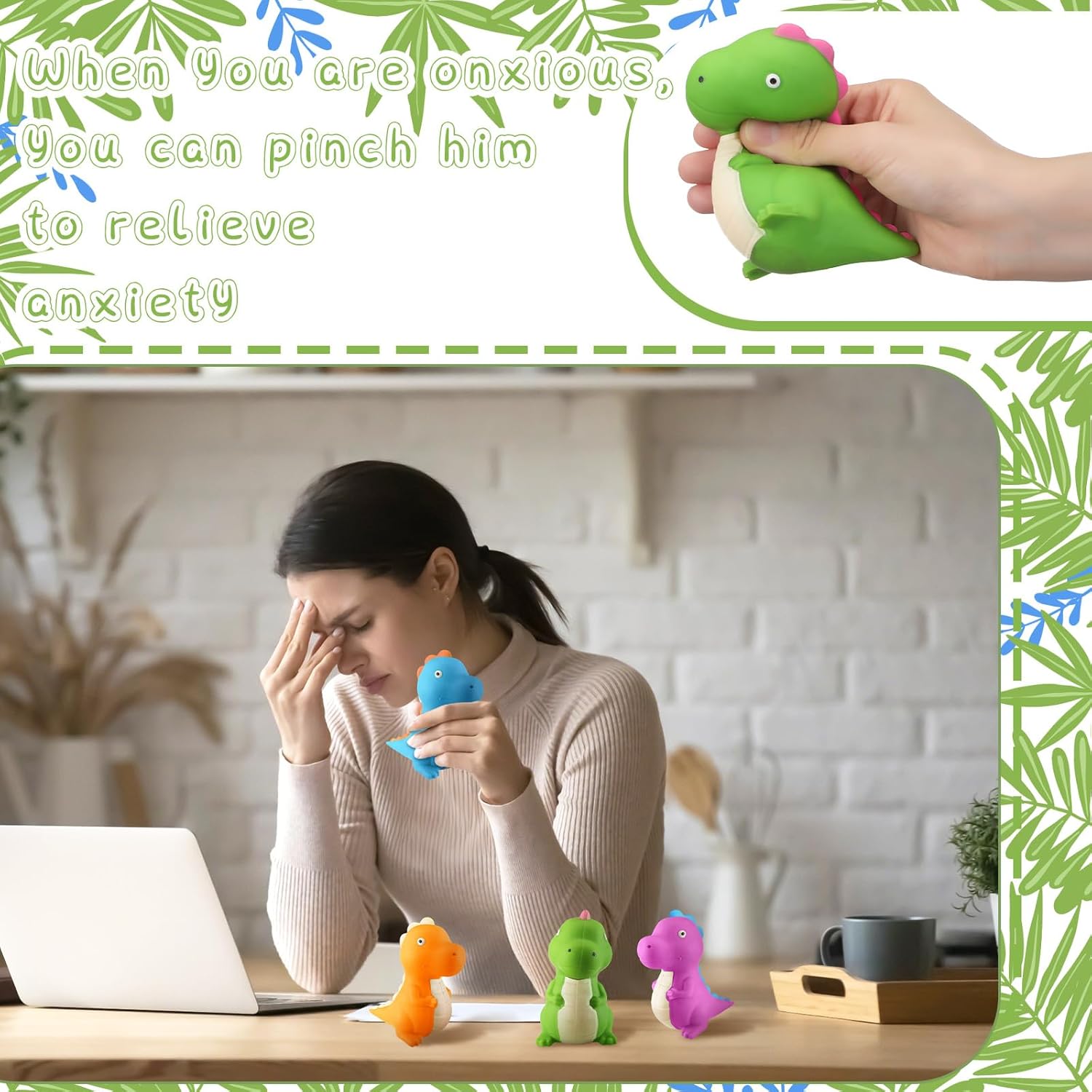 Meooeck 12 Pcs Dinosaur Stress Relief Mini Animal Toys for Relief Cute and Fun Stretchy Balls Dinosaur Birthday Party Decorations for Christmas, Office, Stocking Stuffer Gift
