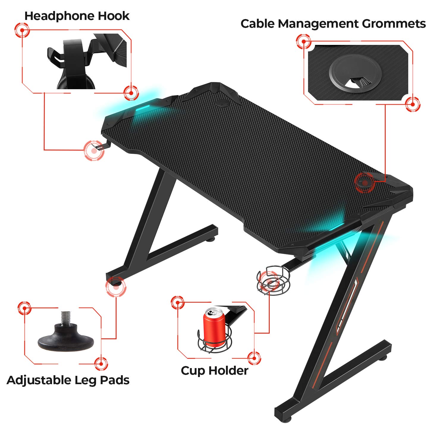 Buy Sedeta Gaming Computer Desk, Gaming Table Desk, Ergonomic ZShaped