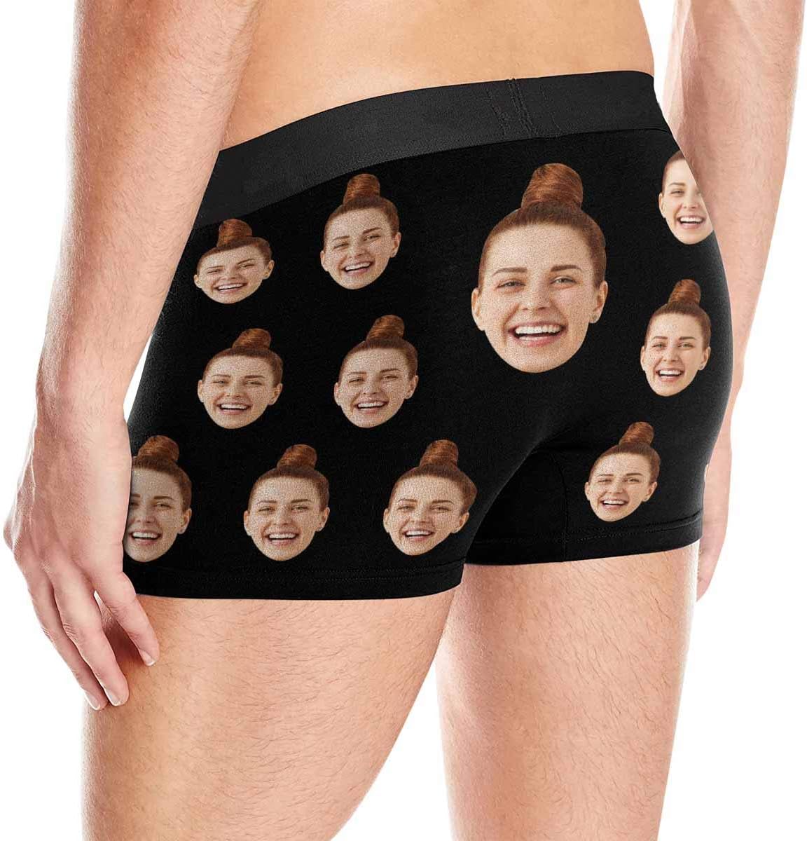 Custom Face Boxers Girlfriend and Wife Faces Personalized Face Briefs Underwear for Men