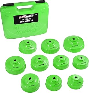 OEMTOOLS 87151 10 Piece Metric Cap Wrench Set, Green Filter Cap Oil Filter Wrench, Oil Filter Wrench Set, Oil Filter Removal, Oil Filter Socket Set