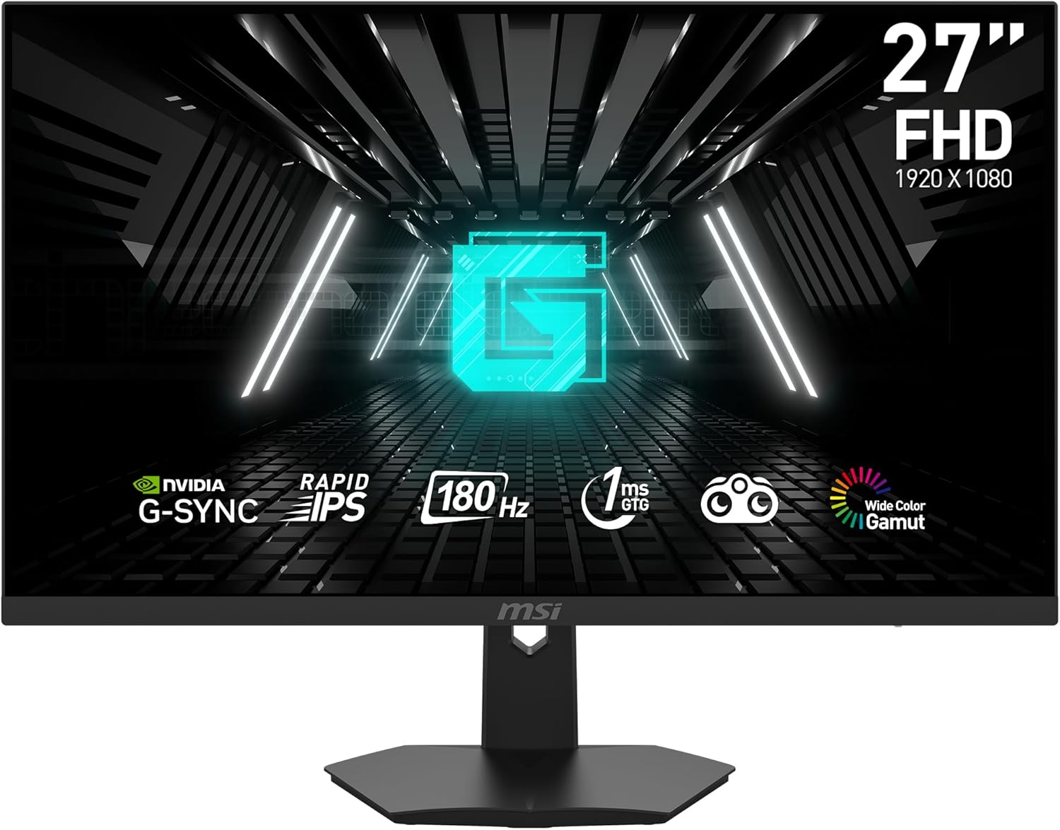 MSI G274F 27 Inch FHD Gaming Monitor – 1920 x 1080 IPS Panel, 180 Hz / 1ms, 134% sRGB Colour Gamut / G-SYNC Compatible- DP 1.2a, HDMI2.0 CEC