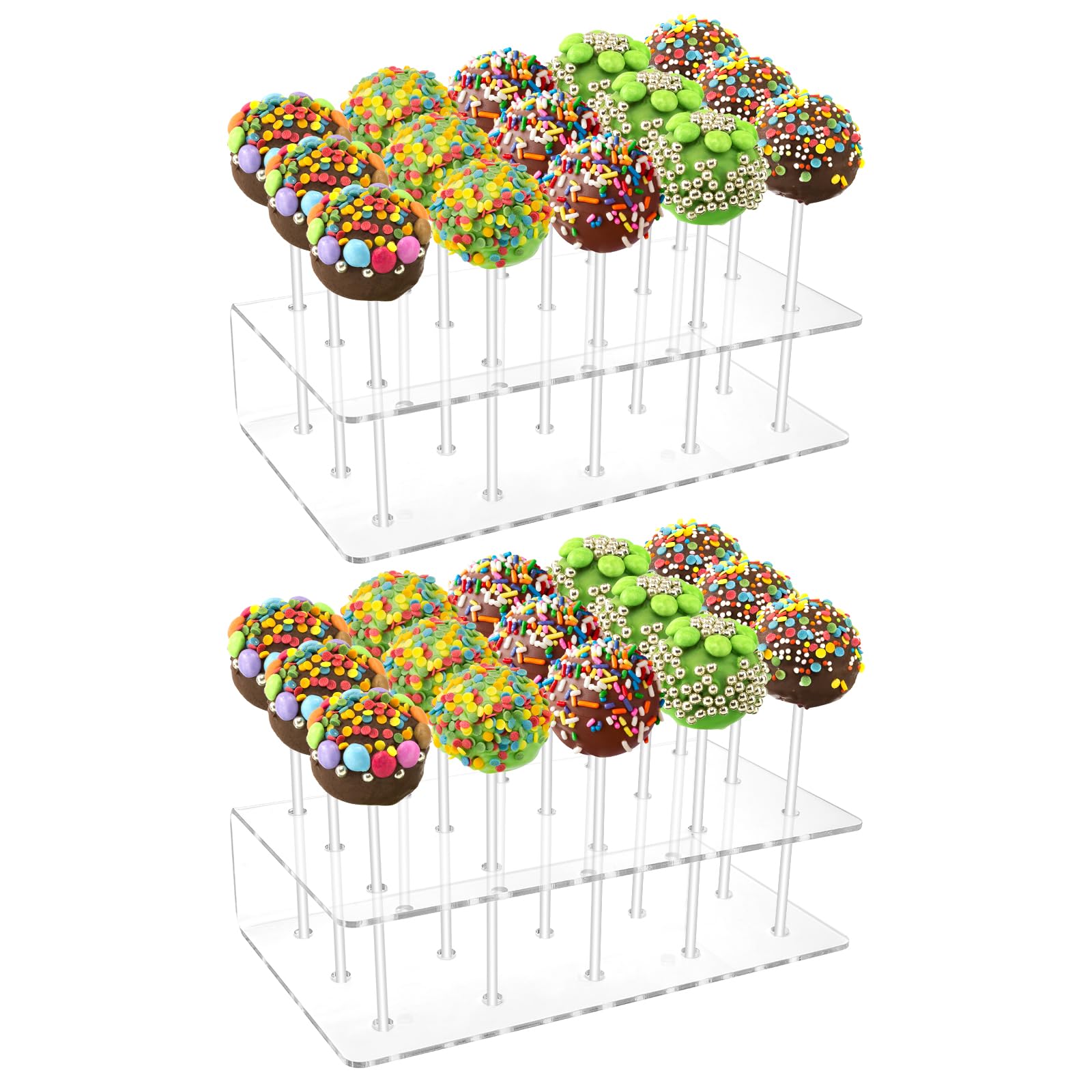 2 Packs Acrylic Cake Pop Stand, Bettoor 15 Holes Small Lollipop Holder Clear Cake Pop Display Stand for Display Candy Dessert, Lollipop Stand for
