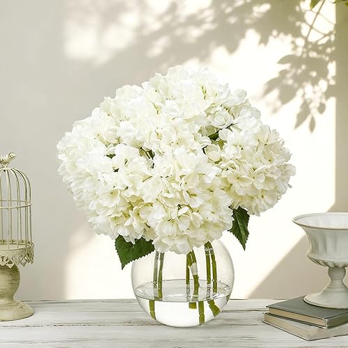 Ivory 8 Pcs 18 Inch Hydrangea Artificial Flowers Faux Hydrangea