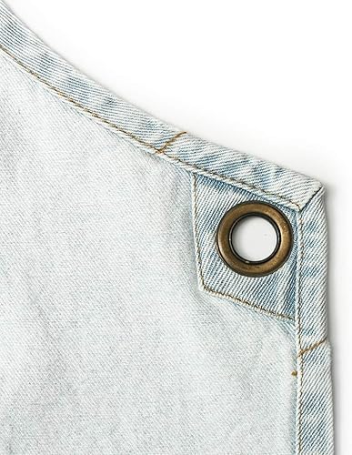 Miniatura 6 de Jeanerlor - Delantal de mezclilla de algodón con bolsillos, delantales de cocina para peluquería para mujeres y hombres, 2 tamaños, Azulclaro