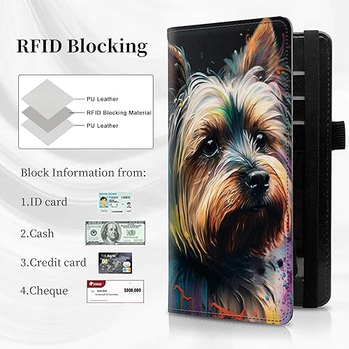 Vista 5 de Funda para chequera personal con diseño de tortuga marina verde, funda de piel sintética para hombres y mujeres, con ranuras para tarjetas, soporte