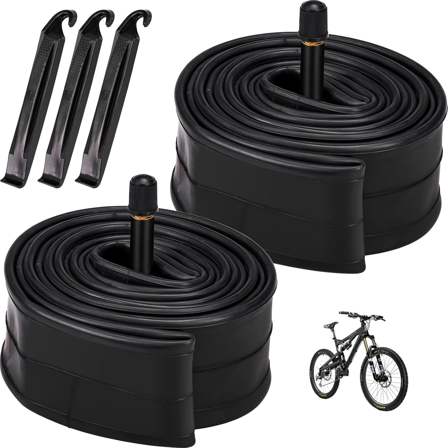 BEAUGIREW 2 Pack 26" Bike Tubes 26 x 1.75/2.125 AV 48mm