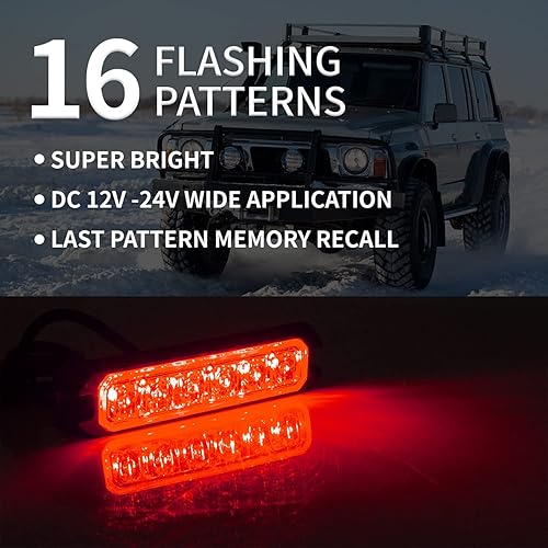 Miniatura 2 de Purishion - Luces estroboscópicas de emergencia impermeables con 6 luces LED, barra de precaución, 16 patrones intermitentes para automóvil, SUV,