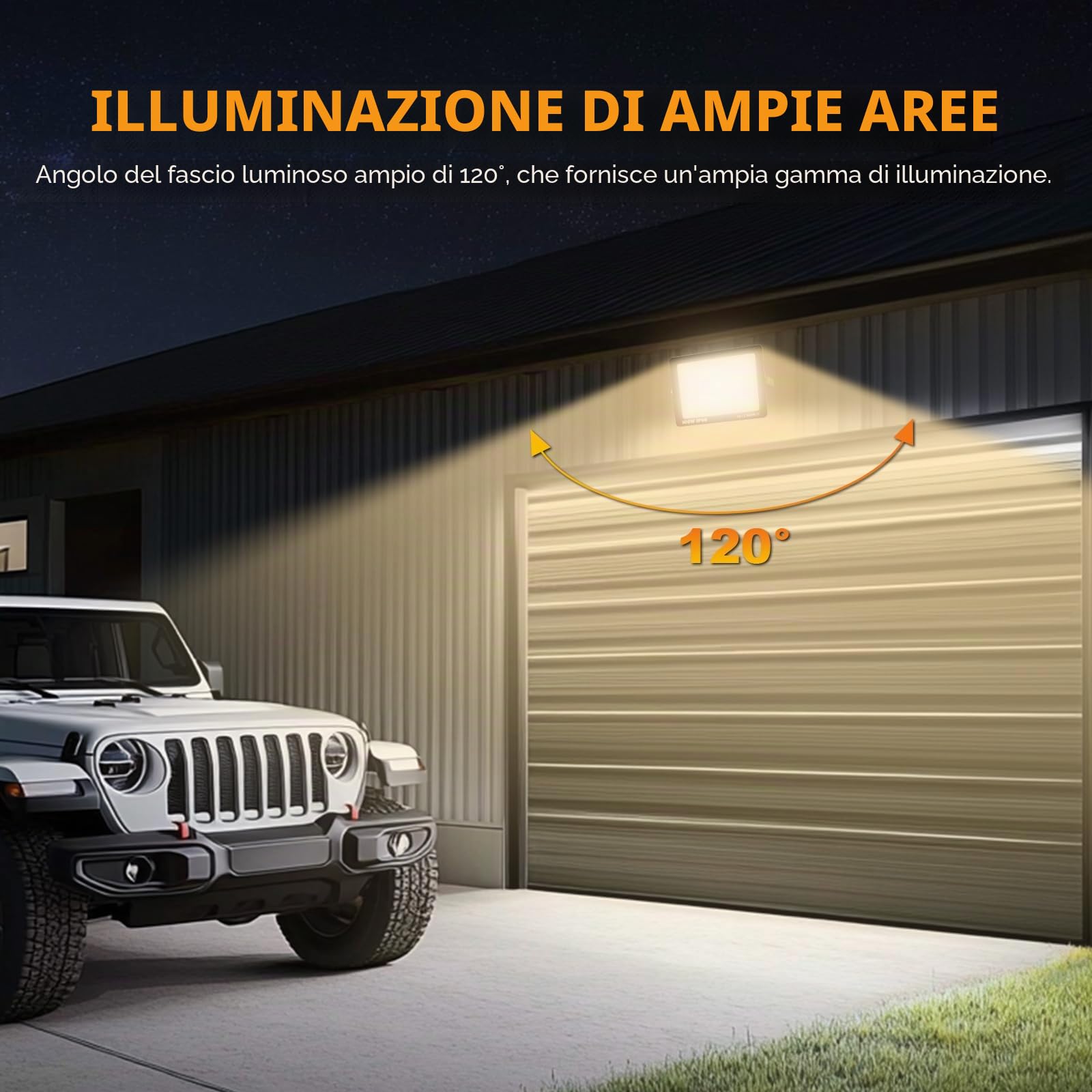 Willpower Faro LED Esterno 200W Faretti LED 3500K Bianco Caldo Con Spina