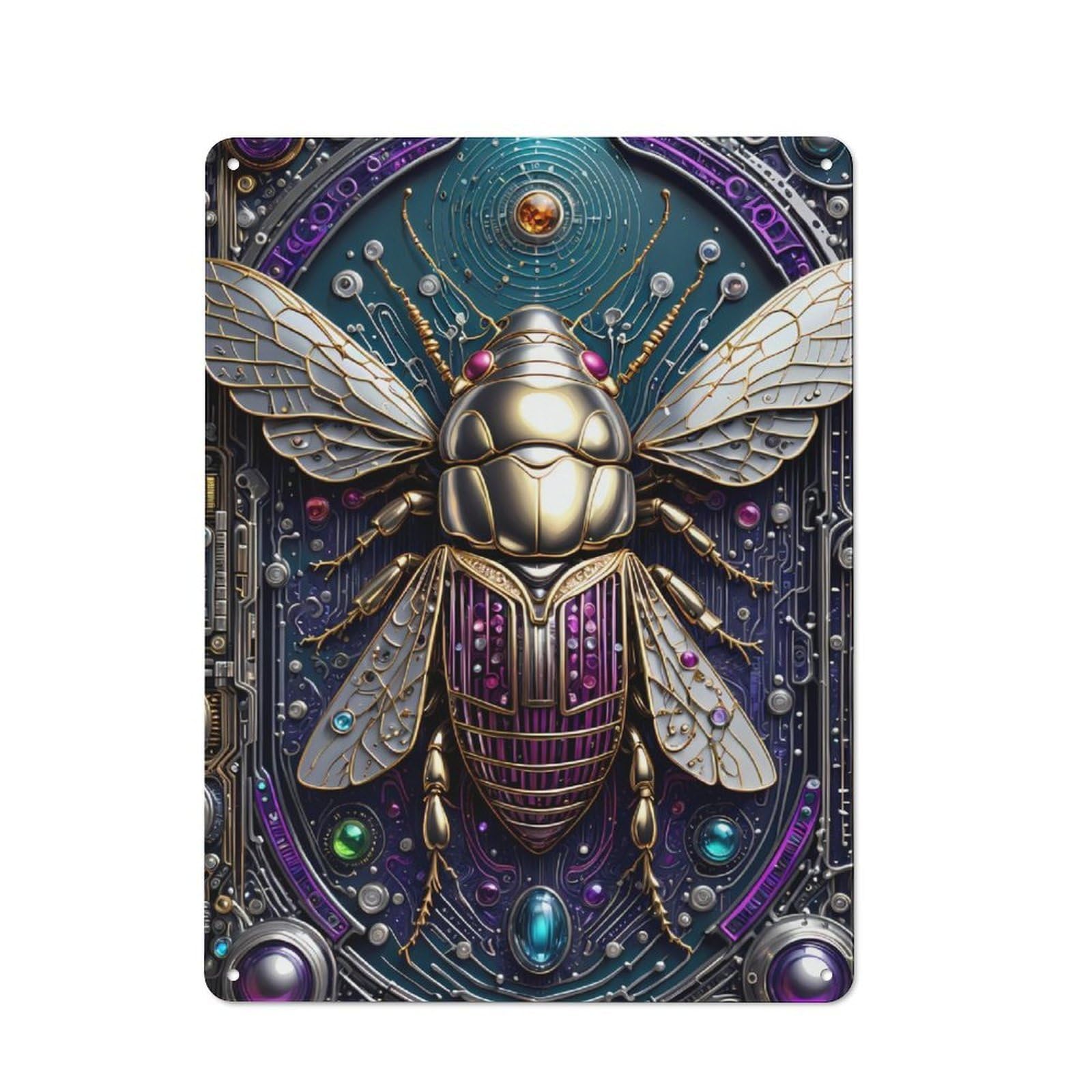 Junmoney Galactic Cicada Chronicles Retro Tin Sign 40X30cm Featuring For Bar Or Restaurant, For Metal Sign Collectors, For Garage And Workshop Walls