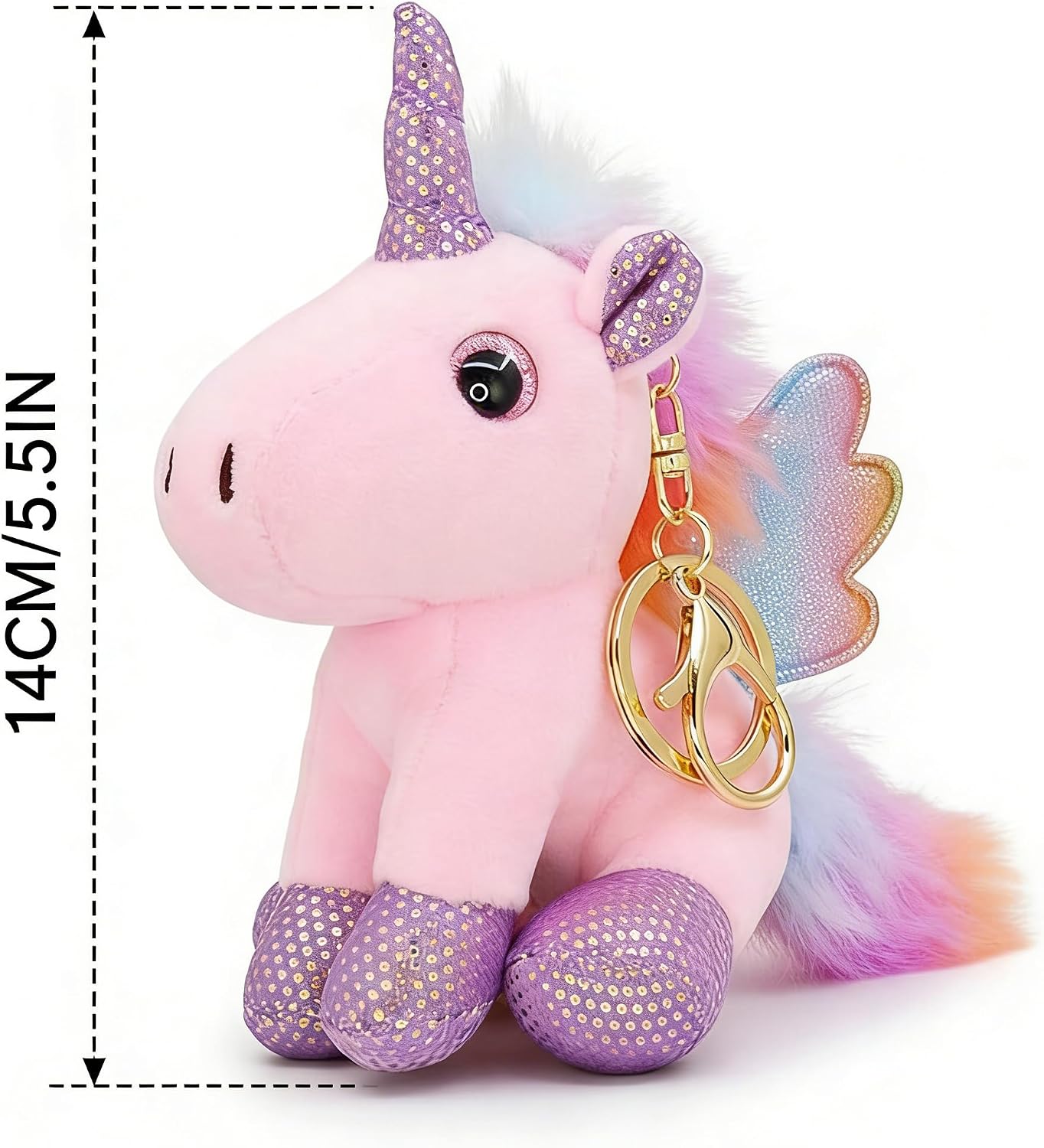 Plush Animal Keychain Bag Charm with Metal Key Ring Car Pendant | Cute animal charms in unicorn & dinosaur designs; fluffy plush, ideal backpack & car accessory gift for girls & women