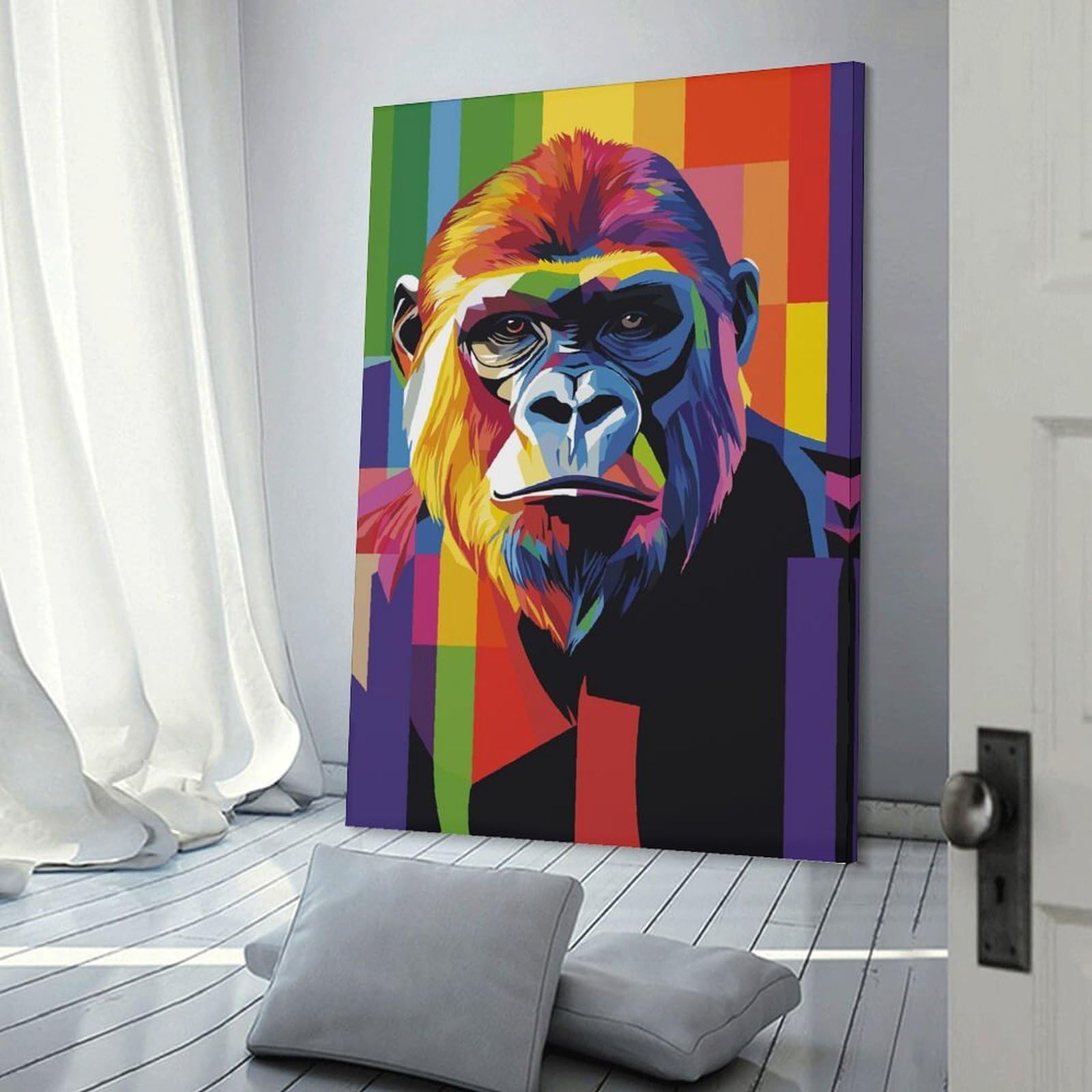 Junmoney Frame-Style-12 Gorilla Pop Art Canvas Art Print 20X30inch(50X75cm), For Apartment Walls, Studios Or Work Areas, An Easy Choice For New Home Styling