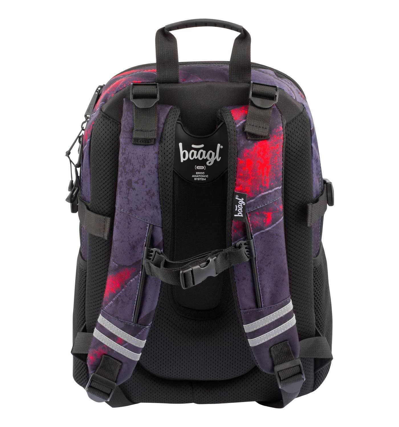 Baagl Mochila para niños, mochila escolar para niños con espalda ergonómica, correa de pecho y elementos reflectantes, Volcán 2