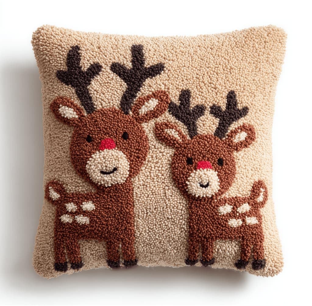 Kitquiver Latch Hook Kits Elk for Adults,Beginners DIY Latch Hook Cushion Kits and Latch Rug Kits Cross-Stitch Embroidery Cushion Cover for Home Sofa Decoration 17X17 in