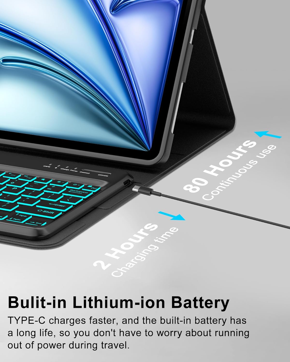 Keyboard Case for iPad Air 13 (M3&M2) 2025/2024 & iPad Pro 12.9 inch (5th, 6th Generation), Keyboard Cover Detachable Backlit Wireless Keyboard Cover with Pencil Holder and Auto Sleep/Wake Function