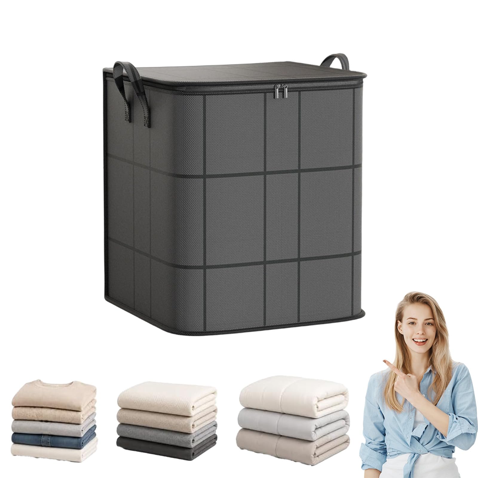 40L-180L Capacity Spacious Moving Storage Bin, Zippered Fabric Organizer (XL)