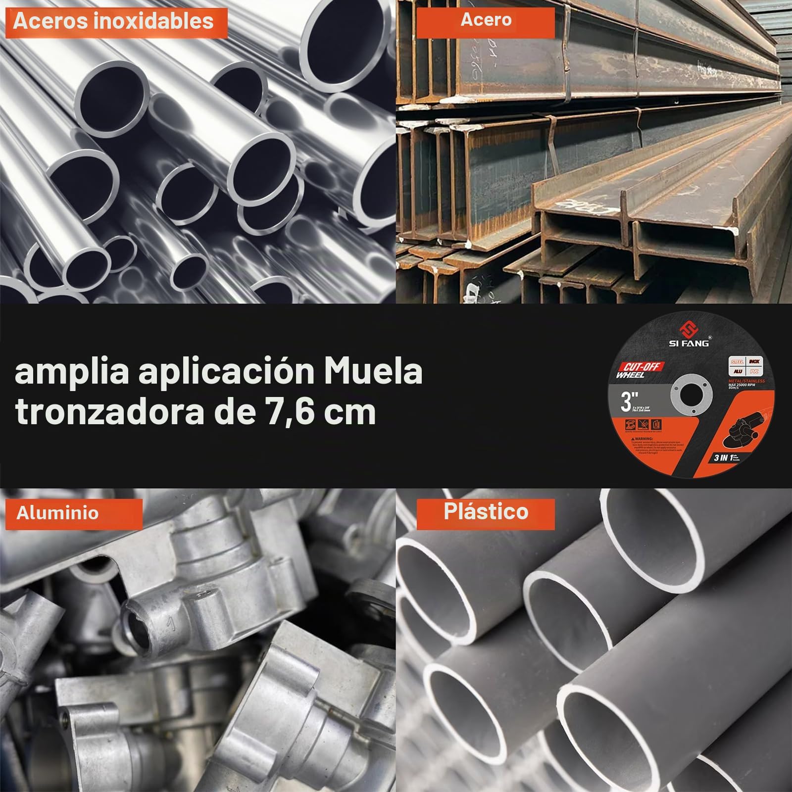 SI FANG - Juego de 10 ruedas de corte de 7,6 cm con mandril de montaje de 6,35 mm para amoladora de matriz, discos de corte de metal de 76 mm, discos de amoladora de 1,2 mm de grosor, para herramienta