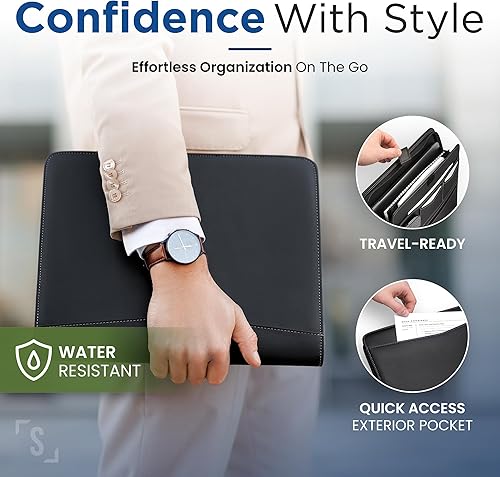 Vista 5 de STYLIO carpeta portafolios con cremallera, organizador de documentos, curriculum vitae y entrevistas, funda para tableta/iPad de 10.1 pulgadas