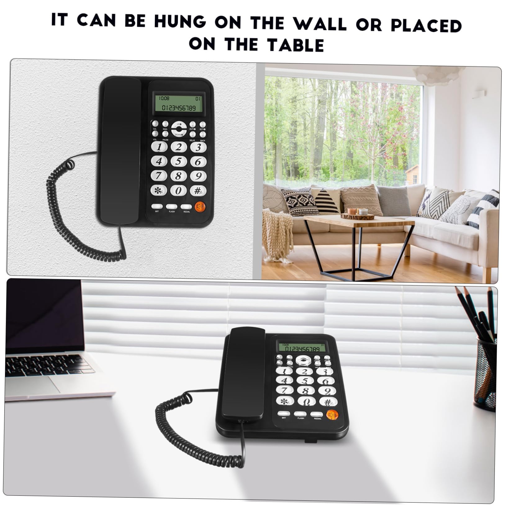 Gadpiparty Telefono Fisso di Design con Identificazione del Chiamante Telefono da Ufficio per La Casa