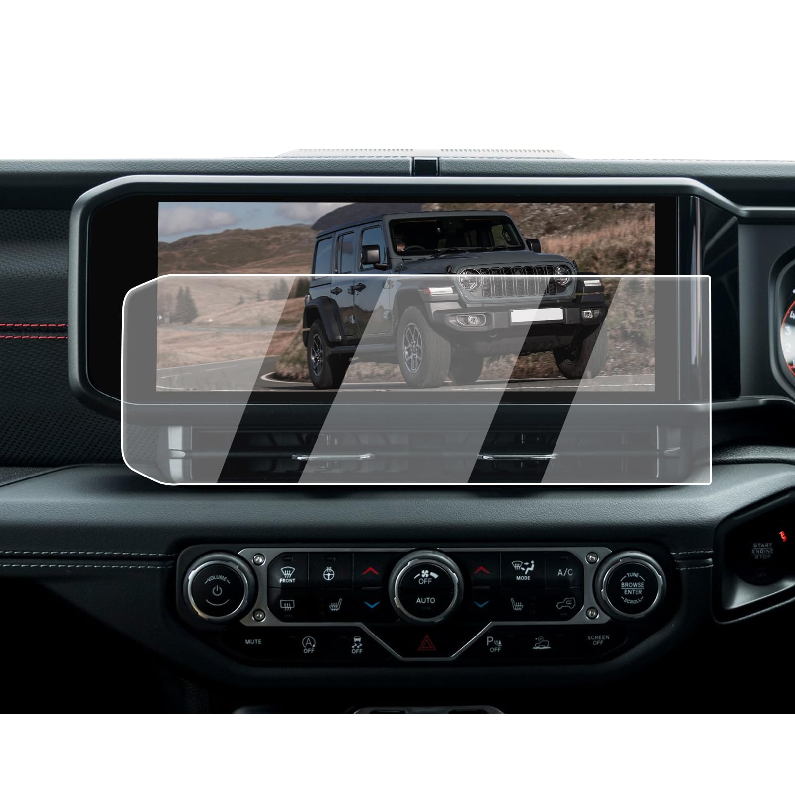 ECOZEN 2024 2025 新型 ジープ ラングラー JL JT 4XE カーナビ 保護フィルム 12.3インチ 強化ガラスフィルム JEEPラングラー専用 ナビ フィルム ディスプレイオーディオ用 9H 傷防止 超透明 指紋減少 自己吸着 飛散防止 高感度タッチ 液晶保護フィルム Jeep Wranglerラングラー アクセサリー カスタムパーツ