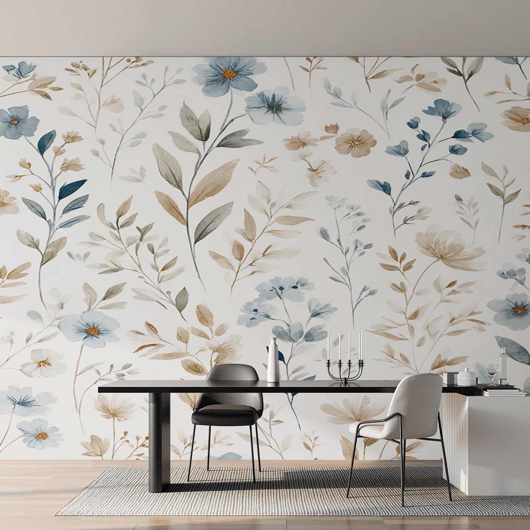 Décoration murale salon avec papier peint panoramique fleur sauvage 400x280