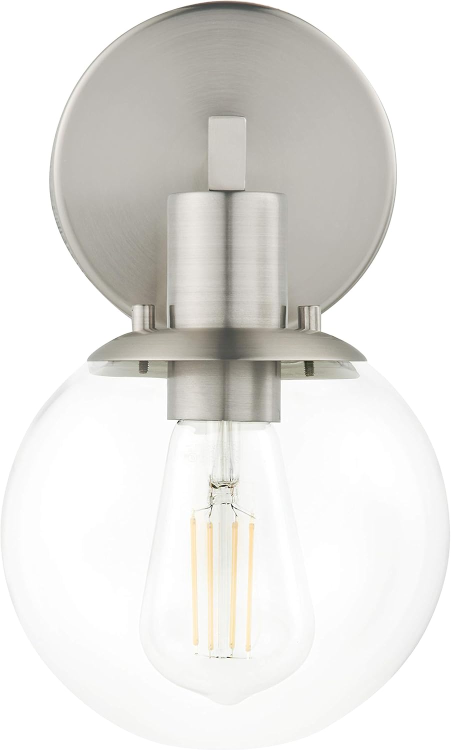 Linea di Liara Glass Globe Brushed Nickel Wall Sconce Lighting Sferra Mid Century Modern Sconces Wall Lighting Fixture Bathroom Vanity Wall Sconces Wall Light for Hallway and Bedroom, Bulb Included