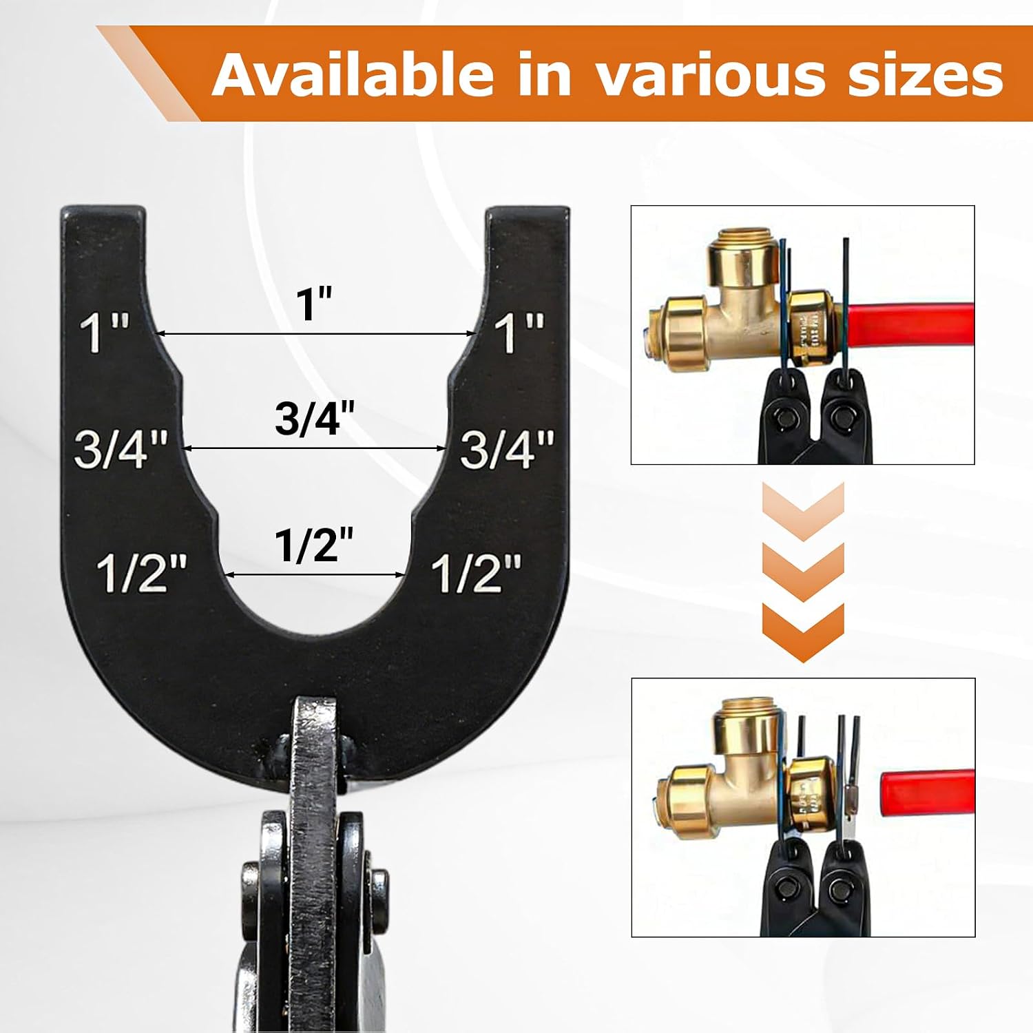 Push-Fit Disconnect Tong Tool, Sizes 1/2", 3/4", 1" Disconnect Pliers, Push Fit Disconnect Tong Tool, Disconnects Tongs Tool, Multi-Sized Removal Tools, for Removing Brass Push-in and Water Pipe