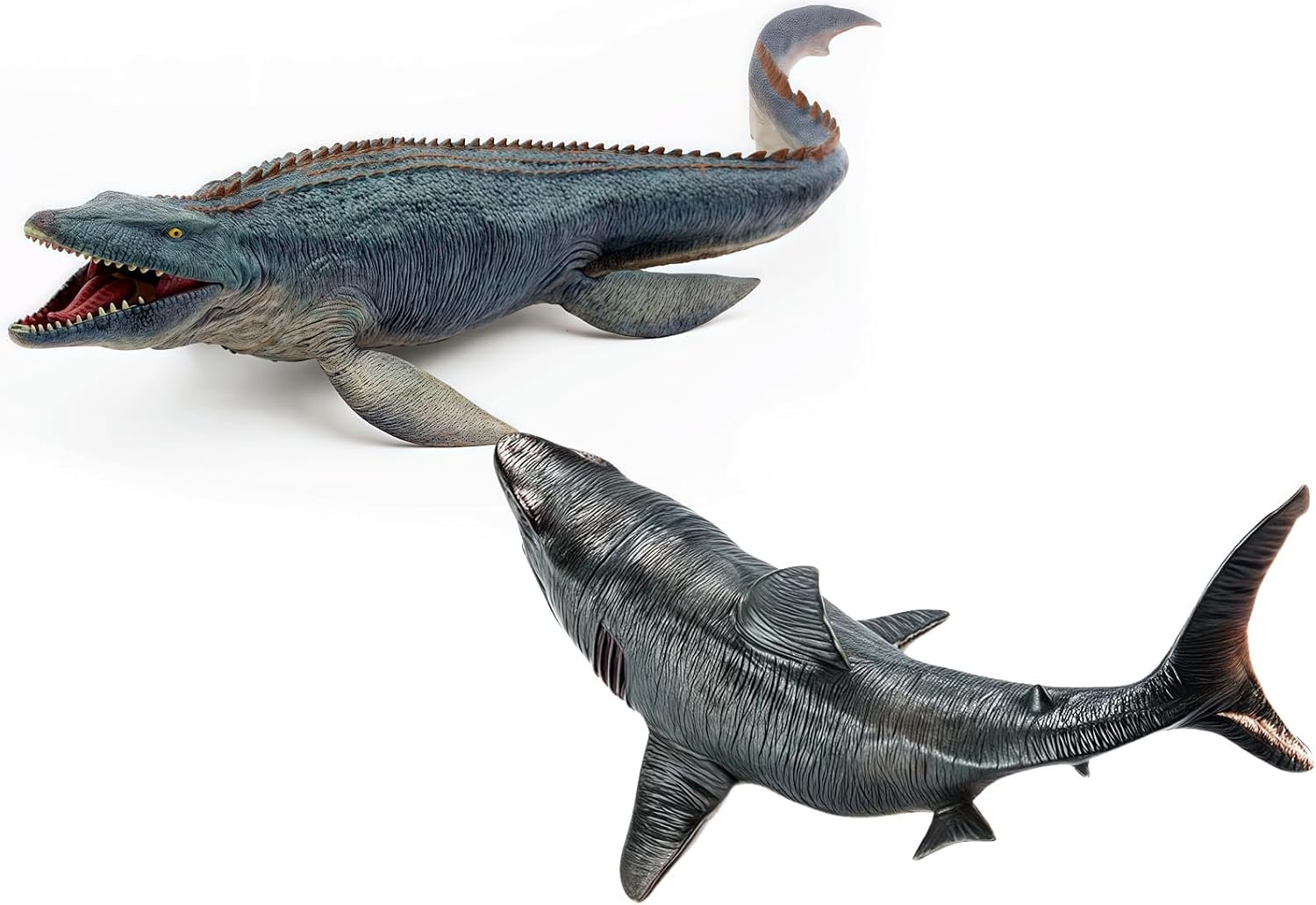 Gemini&Genius Mosasaurus and Megloden Dinosaur Toys, Ocean Monsters Shark Action Figurines, Great for Collector, Party Favor and Birthday Gift to Boys and Girls 3-12 Years Old image 5