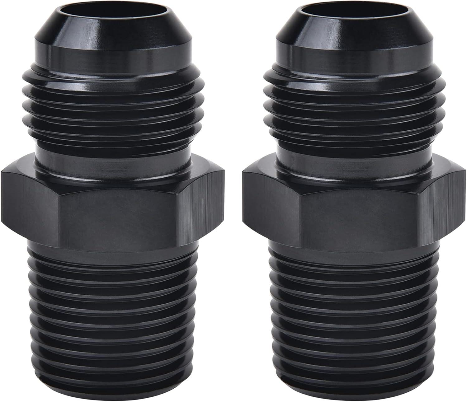 EVILENERGY 8AN Male to 3/8" NPT Straight Fitting - Black Anodized Aluminum 6061-T6, 2PCS for Fuel Cooling Systems