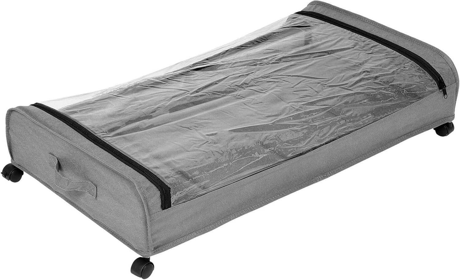 SAFIGLE Bed Clothes Storage Rack with Lid Rolling under Bed Storage Organizer Drawer for Clothes Shoes and Metal Frame with Fabric Base Neutral Color Space-saving