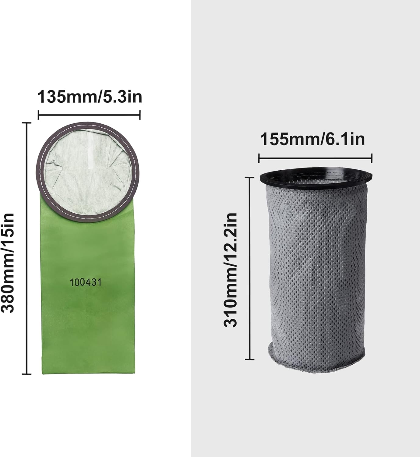 Smilefil Round 6QT Intercept Micro Filter Paper Bags 100431 & Round Reusable Micro Cloth Filter Bags 100564 Replacement Fits for Proteam Cylindrical 6 Quart Backpack Vacuum Cleaners
