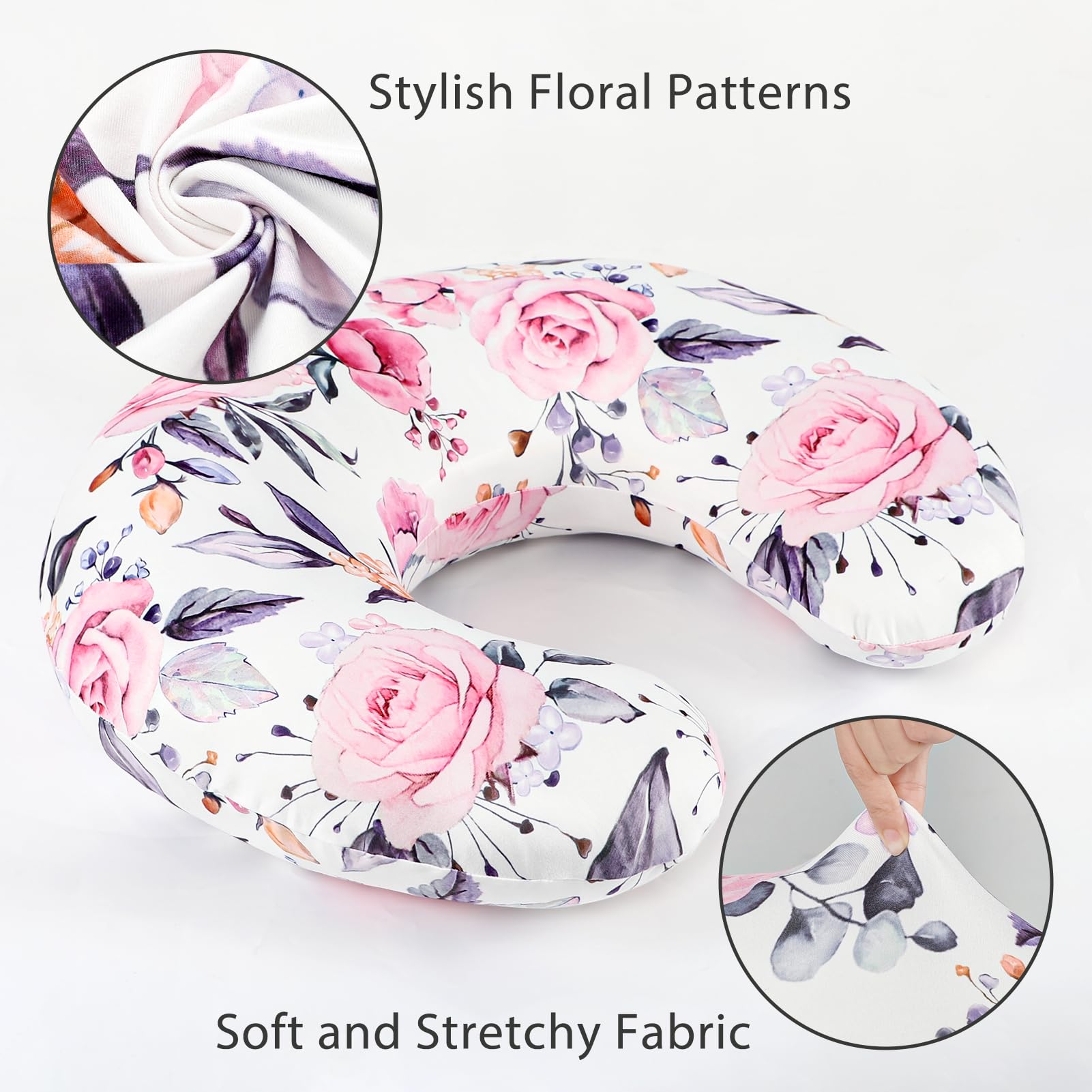 Funda de almohada de lactancia materna para mamás, suave y transpirable, tela de punto orgánico para recién nacidos, fundas de almohada para bebés y niñas, elegantes flores