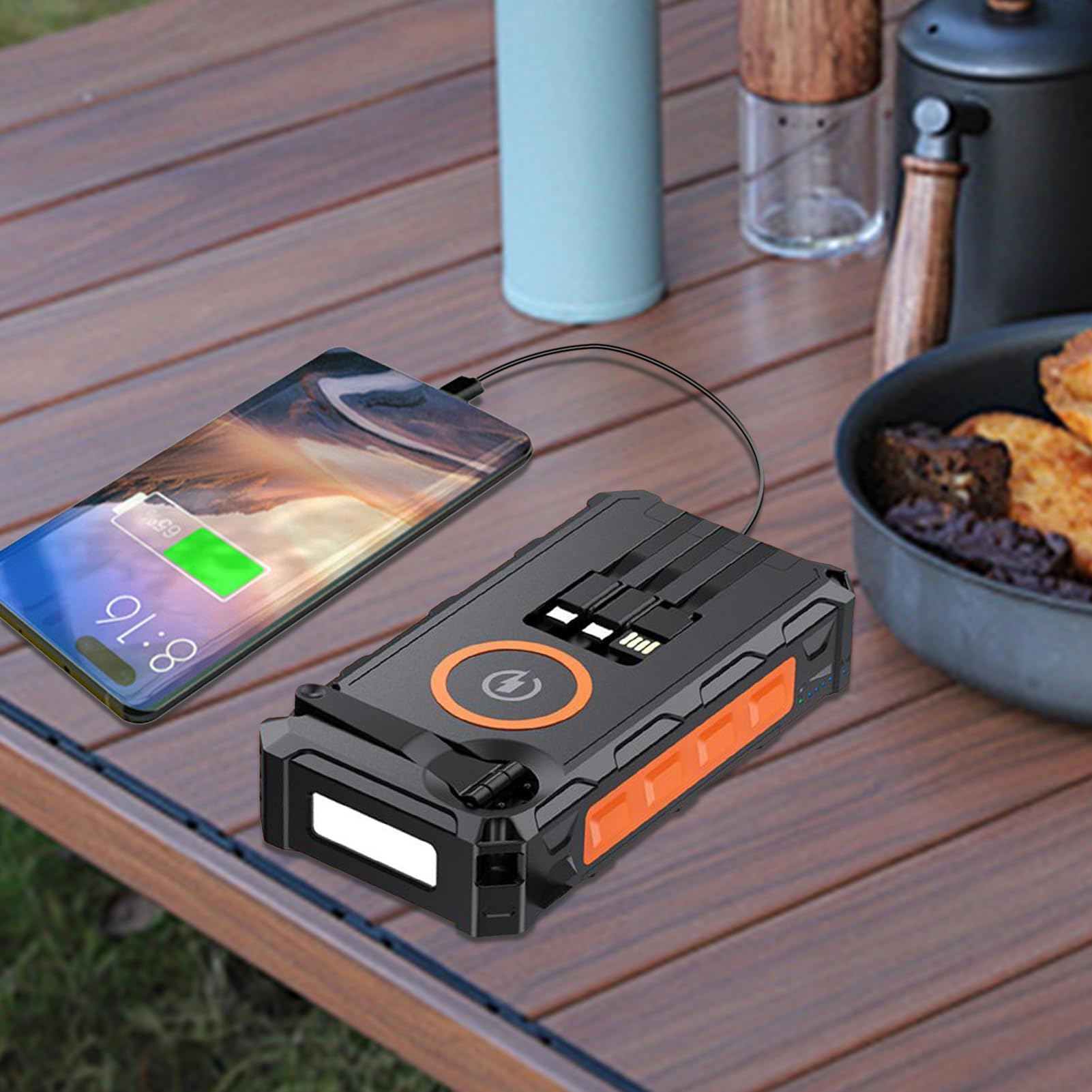 Caricatore Solare Power Bank Portatile Impermeabile Pieghevole Power Bank | Power Bank Caricatore Per Telefono Con Torcia Per Casa Viaggio Campeggio Pesca Uomo Donna Ragazzi R