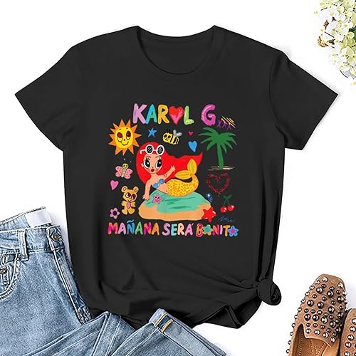 Karols G Shirt Manana Sera Bonito Camiseta para Mujer, Negro-3