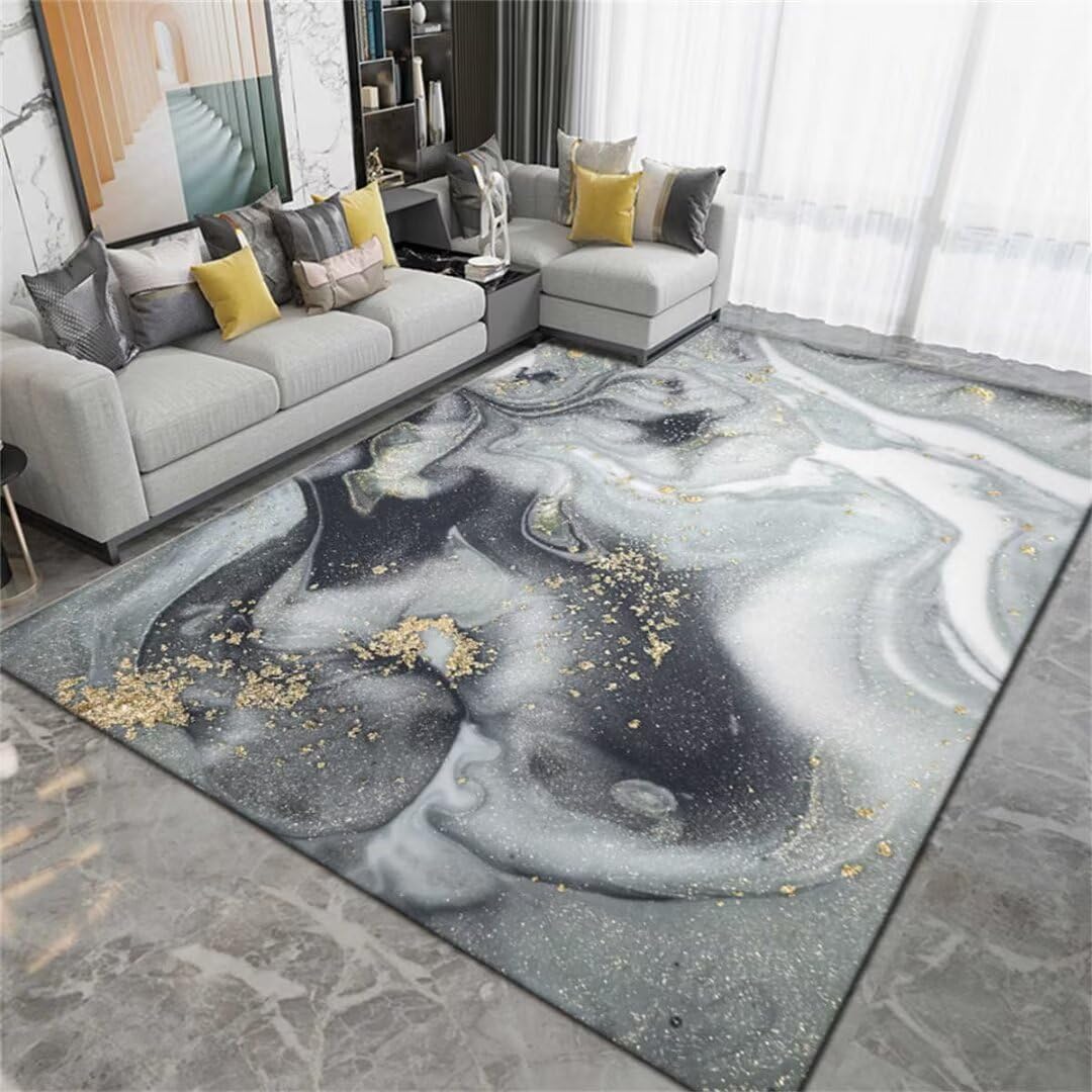 Tapis gris 160x230cm à imprimé ondulé moderne pour décoration de chambre