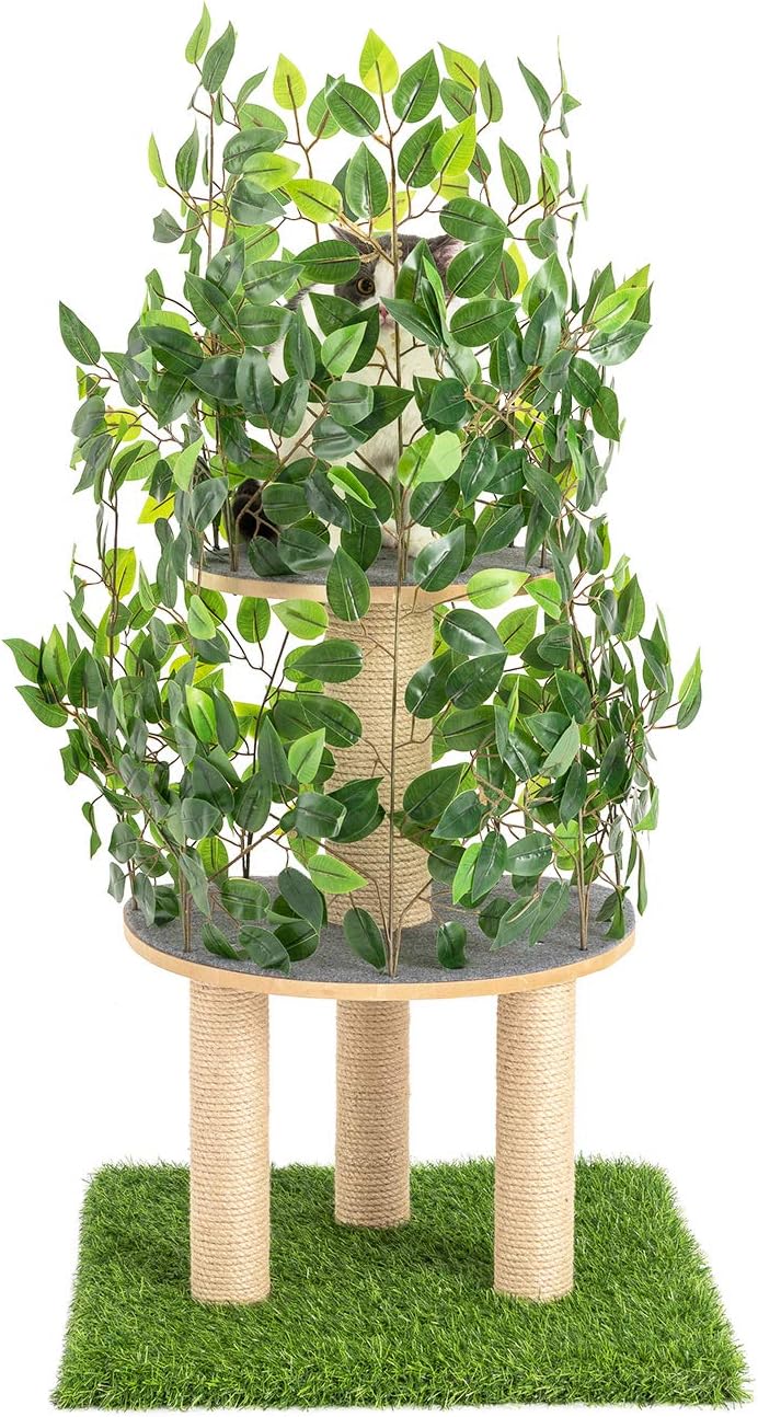 Scurrty Cat Tree Cat Towers Cat Condo with Platform Cat House & Cat Condo Kittens Play Activity Tower with Sisal-Covered Scratching Posts for Kittens, Cats and Pets (Large Round)