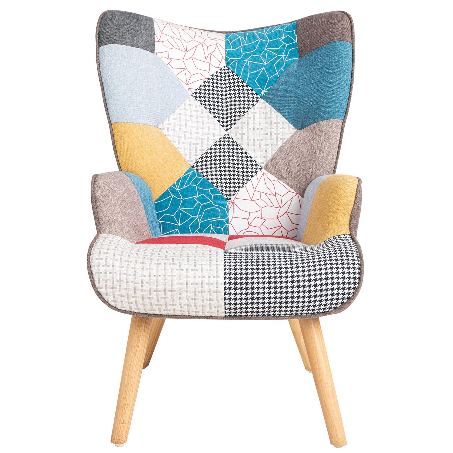 Poltrona Poltroncina Relax Patchwork con Schienal da Arredo Soggiorno Cucina Design