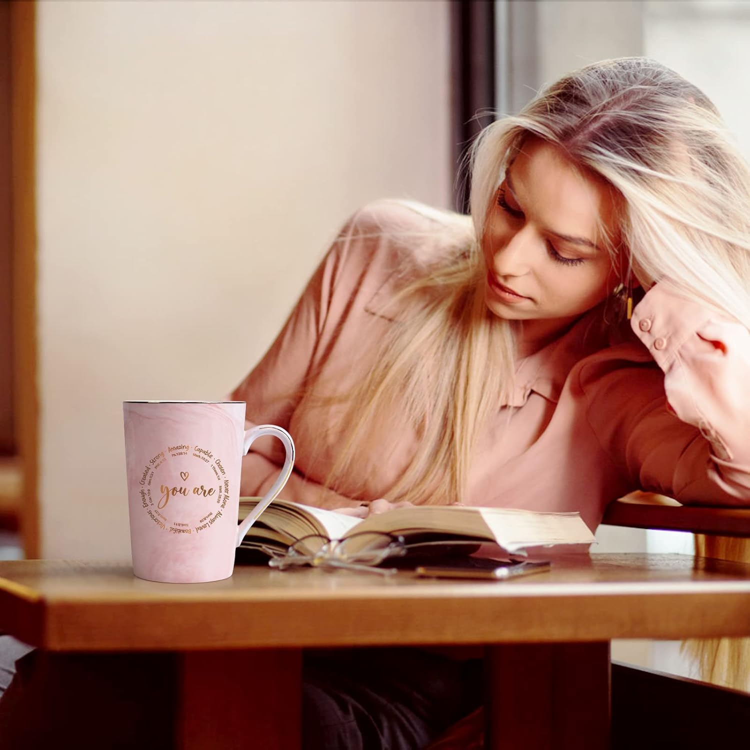 Maustic Christian Gifts for Women, You Are Inspirational Coffee Mugs, Religious Gifts, Inspirational Spiritual Birthday Gifts for Women Friends, Coffee Mug for Women with Bible Verse 14 Oz Pink - Image 9