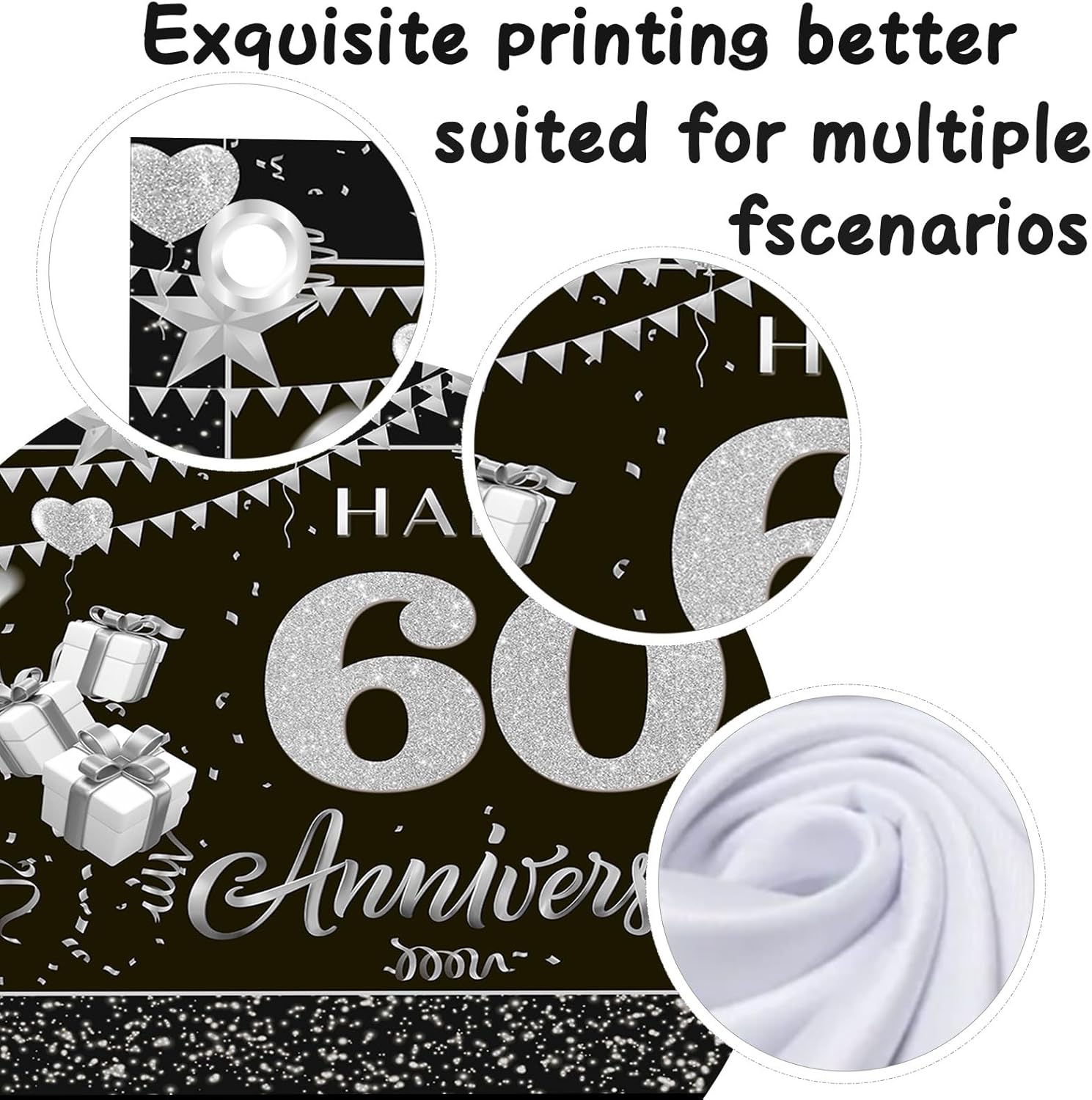 Dill-Dall Happy 60th Anniversary Backdrop,60 years Anniversary Wall Banner Poster, We Still Do Wedding Party Sign Photo Background Decorations Supplies, 6x4ft - Image 3