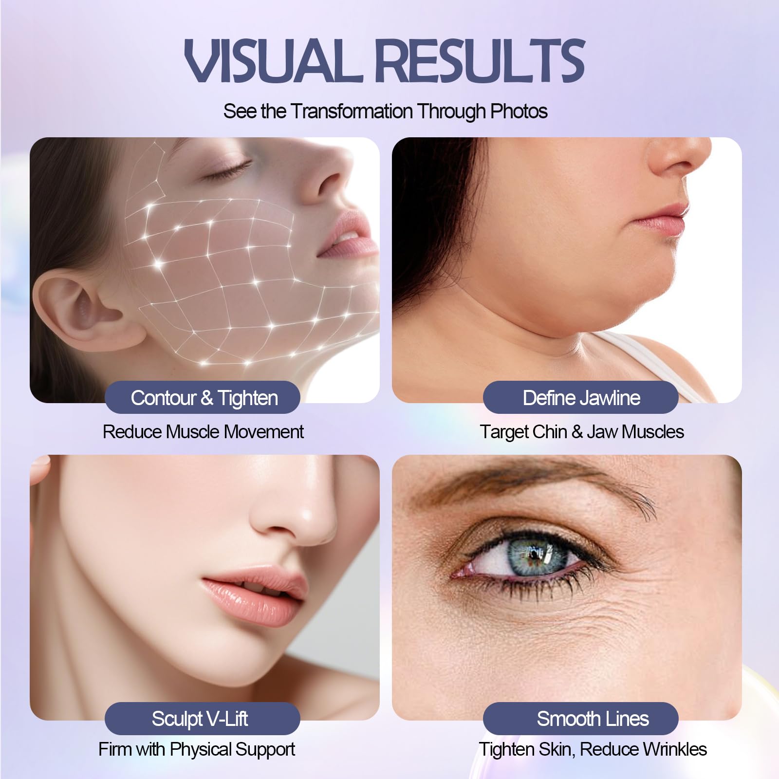 Parches Lifting Facial Invisibles – 80 Parches + 4 Elásticos Ajustables, Efecto V-Line Instantáneo, Rostro Cuello Ojos, Discretos bajo el Maquillaje