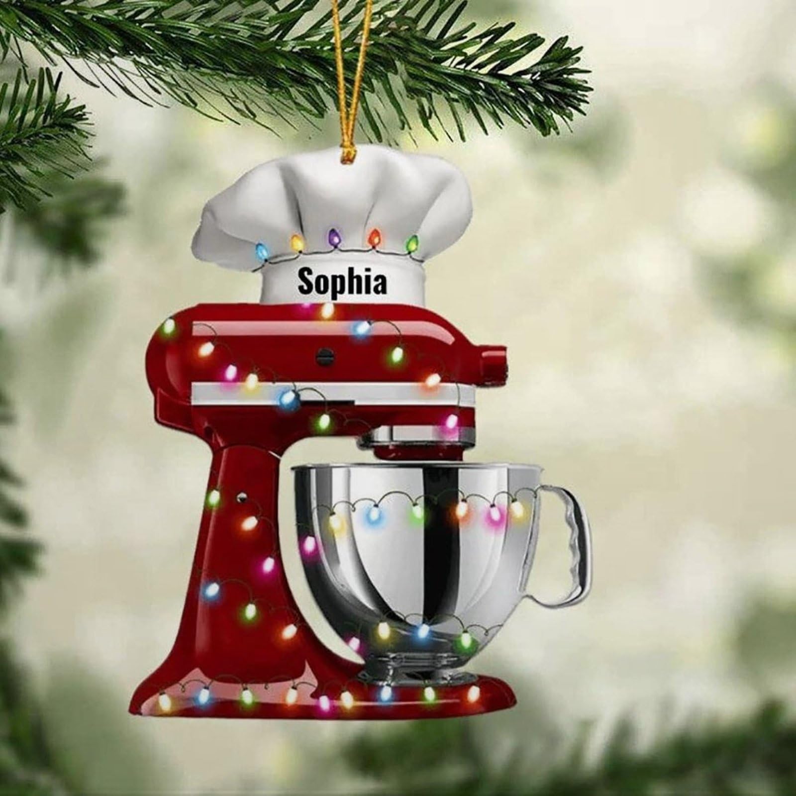Luckluccy Style-5 Personalized Baking Mixer Lights Christmas Ornament Gift,Baking Ornament,Baking Christmas Ornaments,Baker Ornament Tree Hanging Décor
