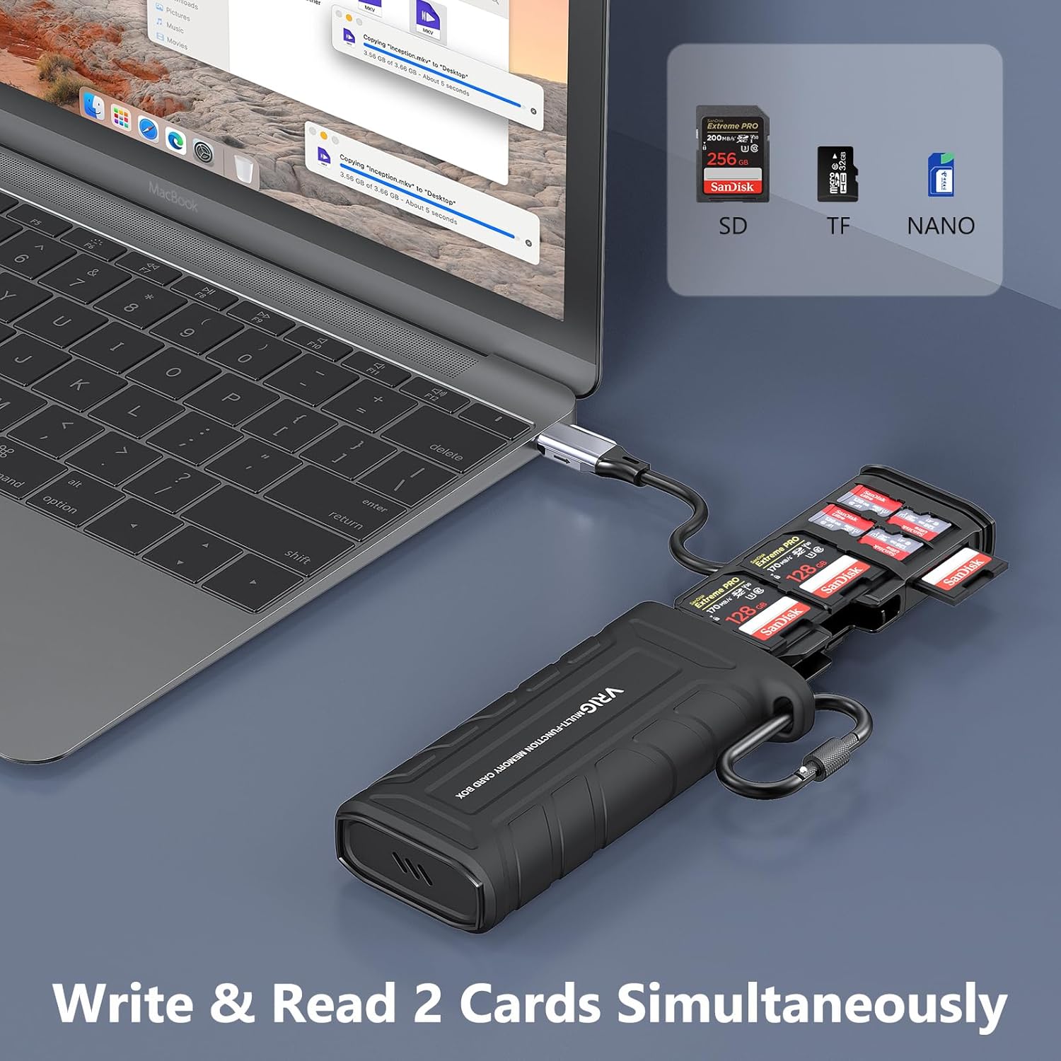 VRIG High-Speed SD Card Reader USB 3.1 Type-C SD/TF Card Carrying Case Holder for Cameras, Smartphones, Drones, Action Cameras